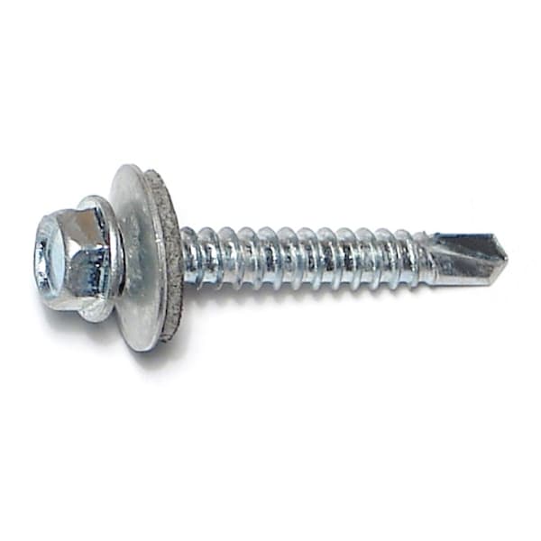 Buildright Self-Drilling Screw, #12 x 1-1/2 in, Zinc Plated Steel Flange Hex Head External Hex Drive 09810 - main